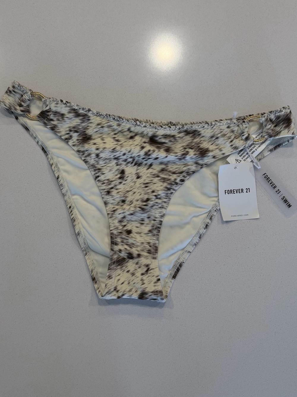Forever 21 Cream and Brown Speckled cow print Bikini Bottoms